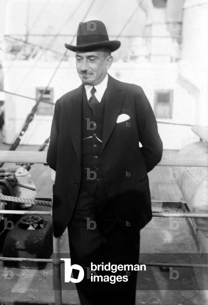 Chaim Weizmann (1874-1952) russian chimist , president of the Zionist Organization (1920) and the Jewish Agency (1929), who later became first president of the Israel's State in 1948 here aboard a liner c. 1920