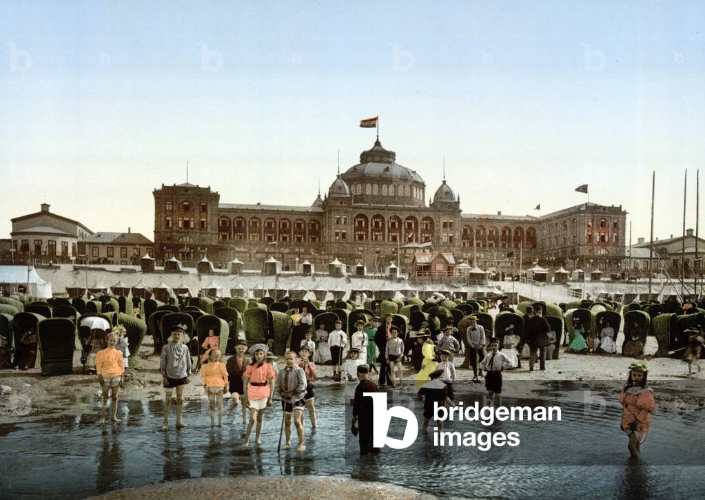 The Hague, Netherlands c. 1900: the beach and Kursaal, Scheveningen