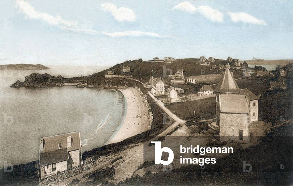 Perros Guirec (Brittany, France): beach of Trestrignel, poscard, c. 1937
