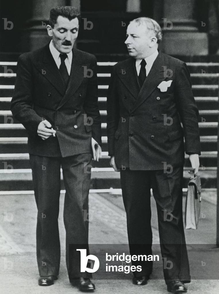 French politicians Charles Spinasse and Roger Salengro summer 1936, Paris