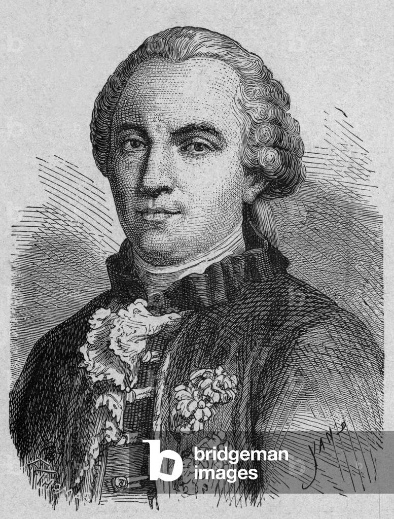 Georges Louis de Buffon (1707-1788) French naturalist, Engraving from a book about sciences (1899)