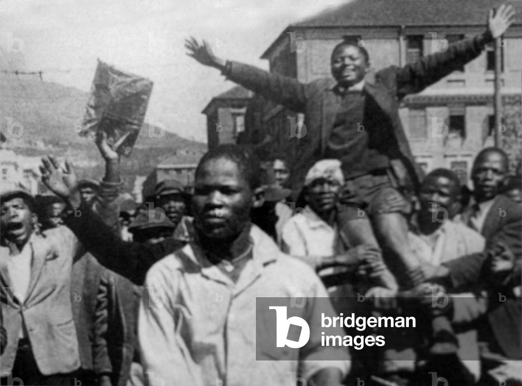 Demonstration with Phillip Kgosana, Cape town, 1960 (b/w photo)