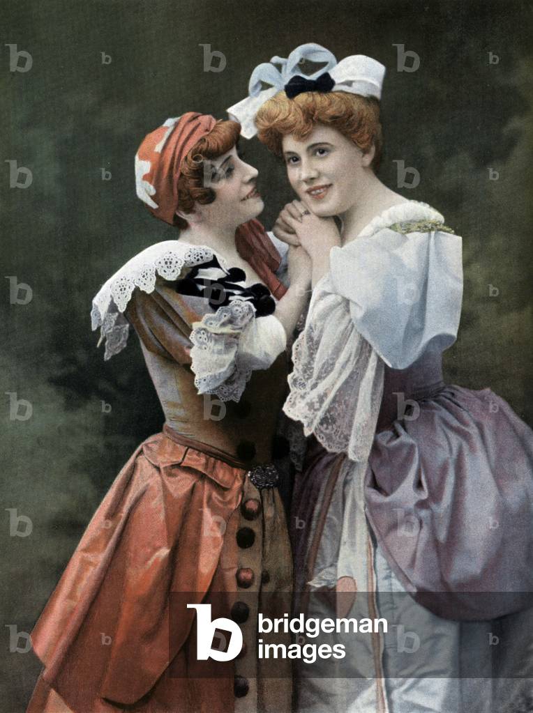 French actresses Melle Debacker as Lola and Melle Dorlac as Francoise in play 