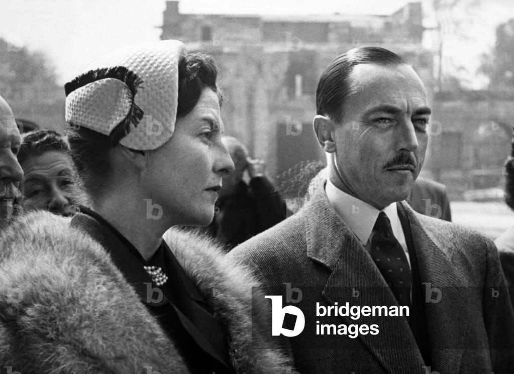 Henry of Orleans count of Paris and his wife countess of Paris at the party for the legion, castle of Vincennes, Paris, may 4, 1953