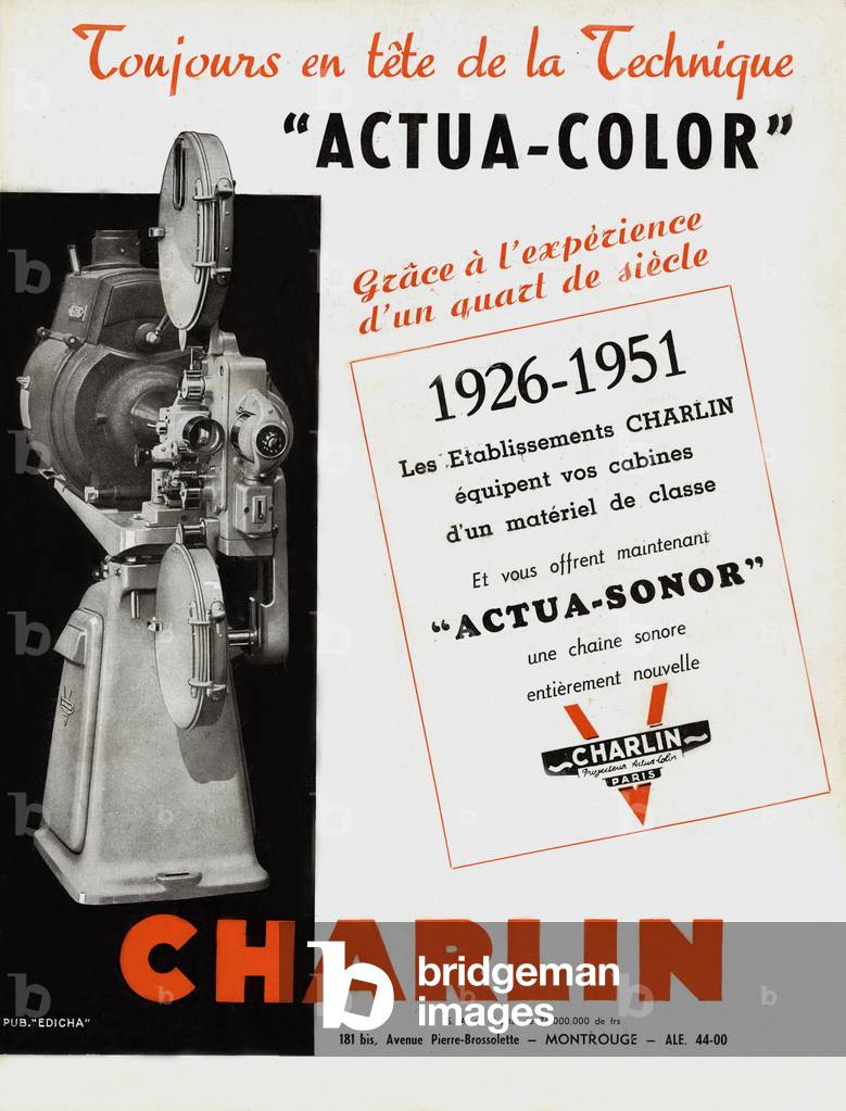 advertisement for Actua Color technic by Charlin company, 1951