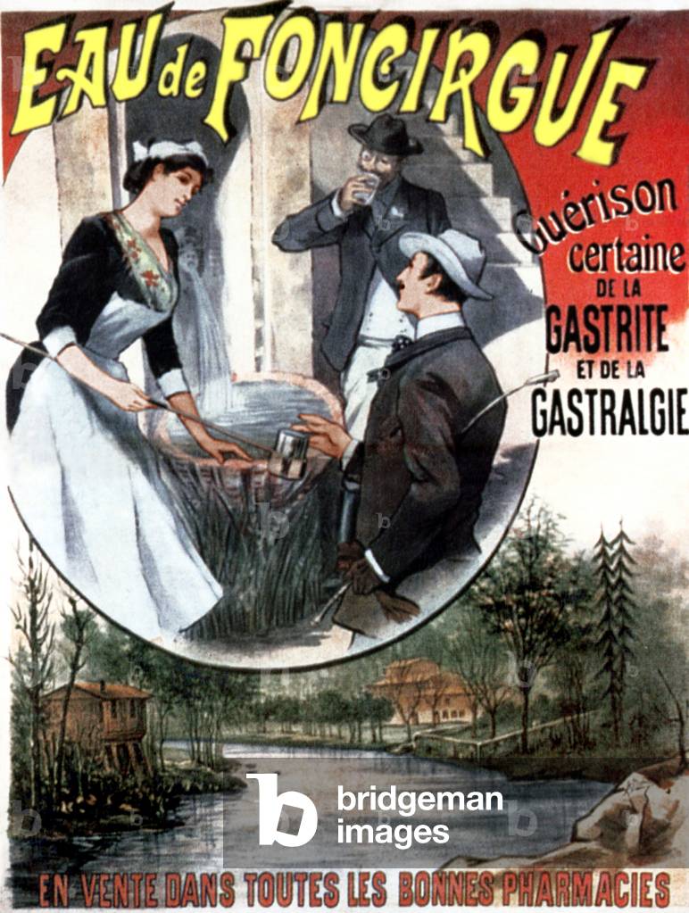 Advert for Foncirgue water against gastritis, 1892 (illustration)