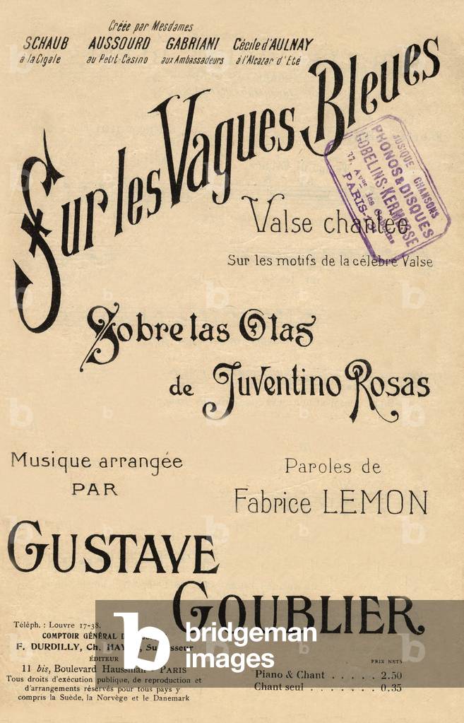 Cover of score of song 