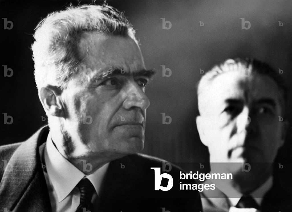 French commodore Gabriel Auphan (1894-1982) Navy estate secretary in Vichy government here during his 2nd trial on july 19, 1955
