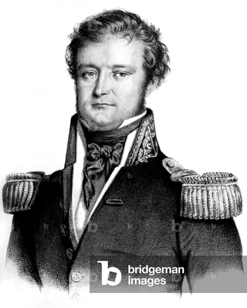 French explorer Jules Sebastien Dumont d'Urville (1790-1842) he went in Greece, Antartic (south pole), New Zealand, engraving