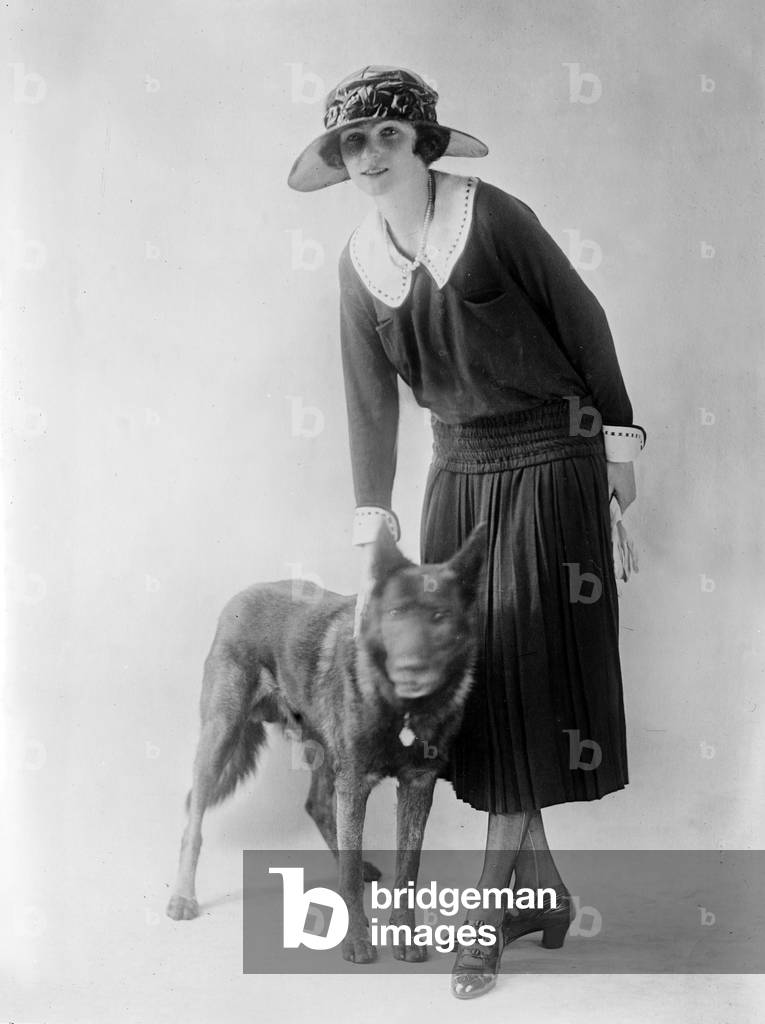 Irene Castle (1893-1969) american actress with a dog c. 1920