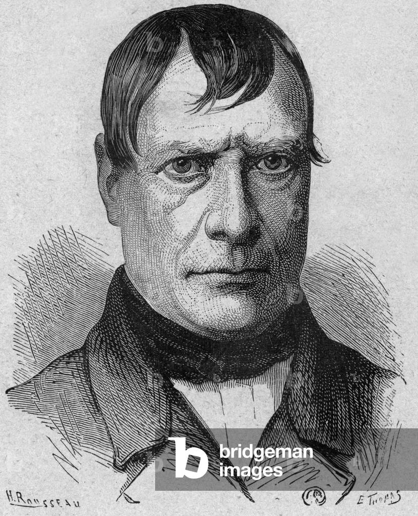Pierre Flourens (1794-1867) french biologist, founder of experimental brain science and a pioneer in anesthesia, engraving