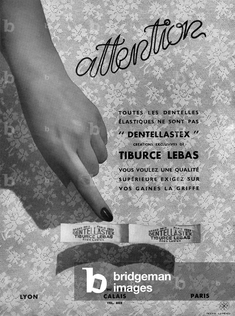 French advertisement for Dentellastex (elasticated lace) 1950