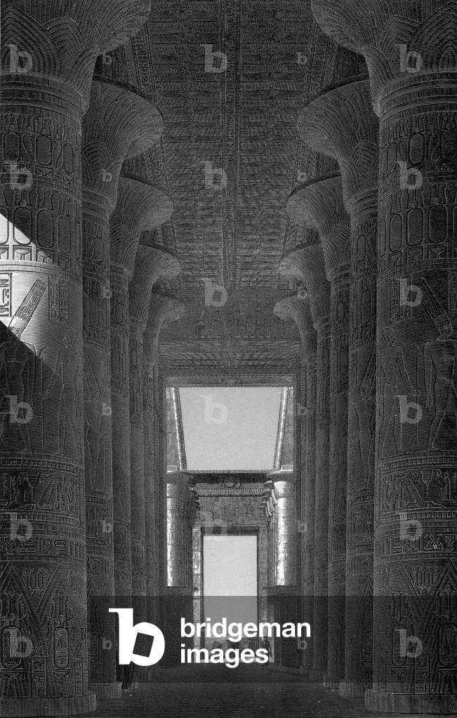 Karnak Temple near Thebes, Egypt (16th century BC): hall of columns, 19th century (engraving)