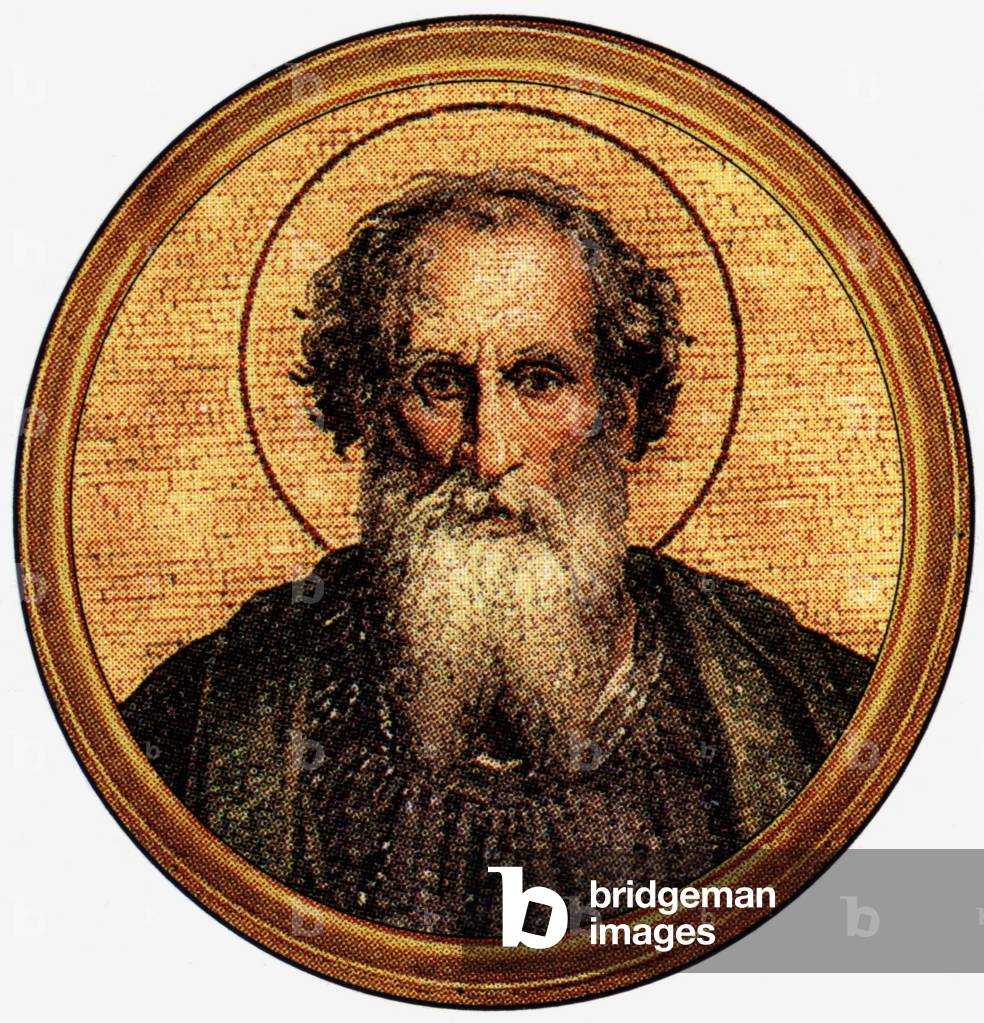 Pope Urban 1st, pope in 222-230, after a medalion of the Basilica of Saint Paul Outside the Walls (-Rome)
