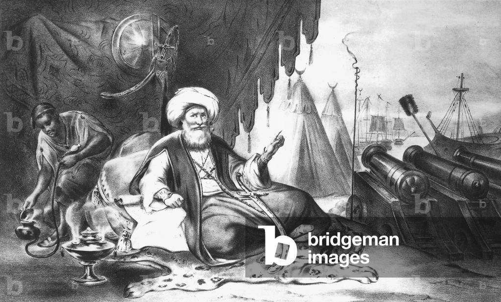 Mehmet Ali Pasha (1769-1849) vice king of Egypt who gave to LouisPhilippe obelisk which is now in Paris, engraving