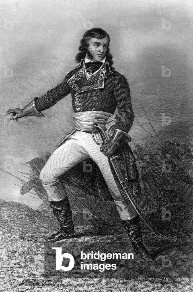 Lazare Hoche (1768-1797) french officer who served (wars of the Frenc Revolution and war of Vendee), engraving