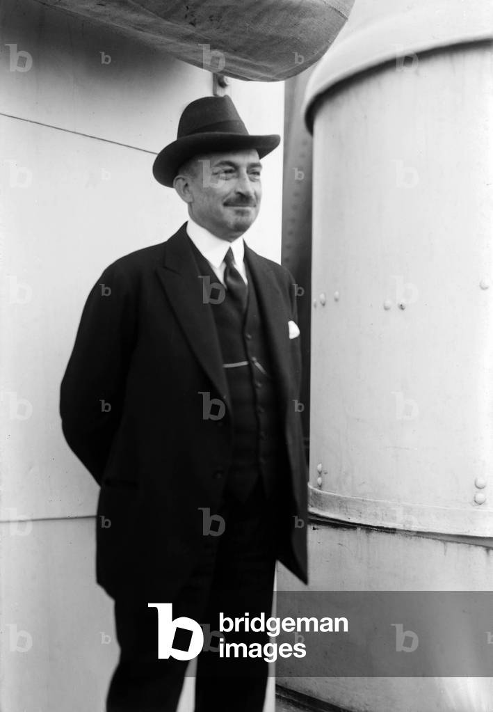 Chaim Weizmann (1874-1952) russian chimist , president of the Zionist Organization (1920) and the Jewish Agency (1929), who later became first president of the Israel's State in 1948 here aboard a liner c. 1920