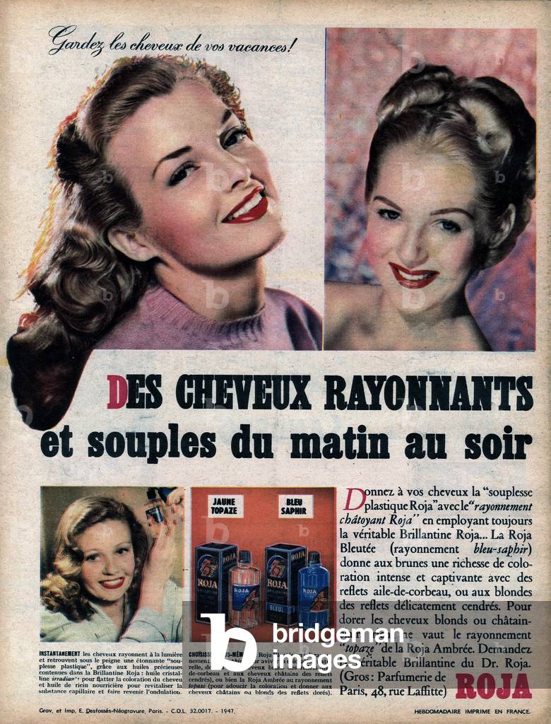 Advertisement for de Roja brillantine, 1947 (print)