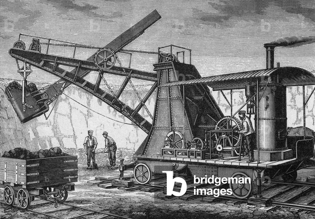 Steam building labourer by Ruston and Proctor, 19th century engraving