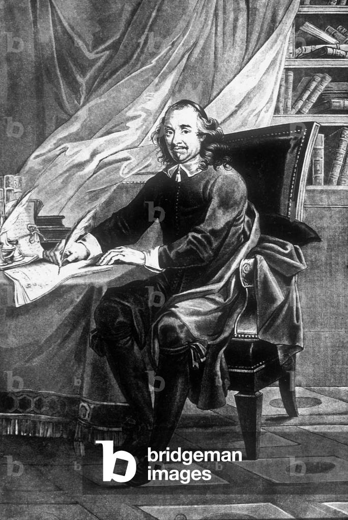 Pierre Corneille (1606-1684) french poet and playwright here writing his play 