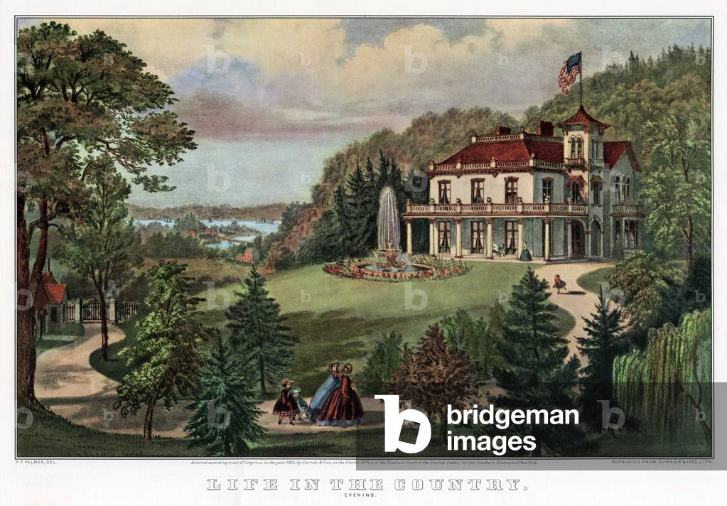 Life in the country, United States, 1862, engraving by Currier and Ives