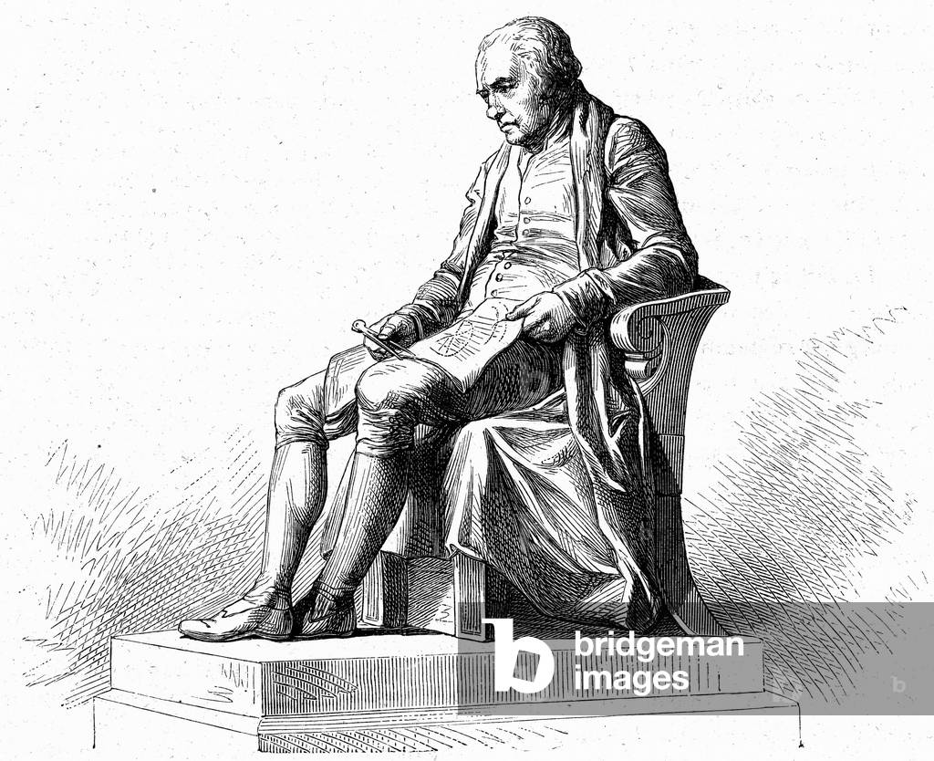 James Watt (1736-1819) scottish engineer and mechanic, he created steam engine which can be used in industry, engraving