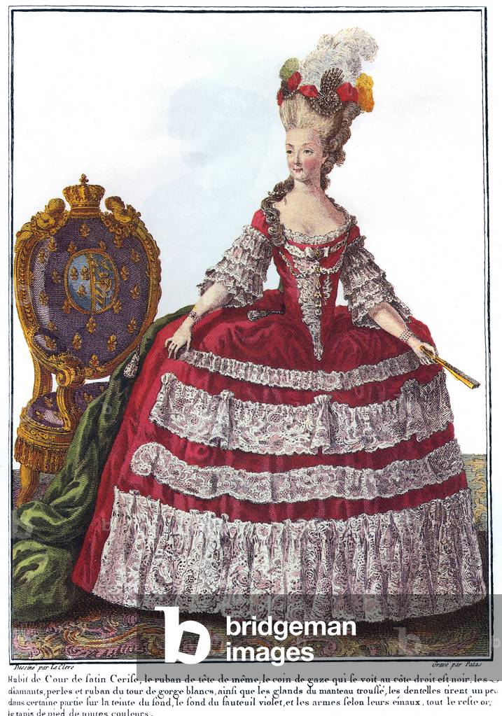 Marie Antoinette (1755-1793) french queen here in a fashion engraving, c. 1780