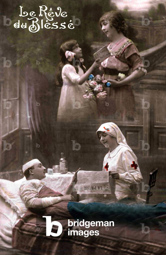 The dream of wounded, french Postcard, c. 1915