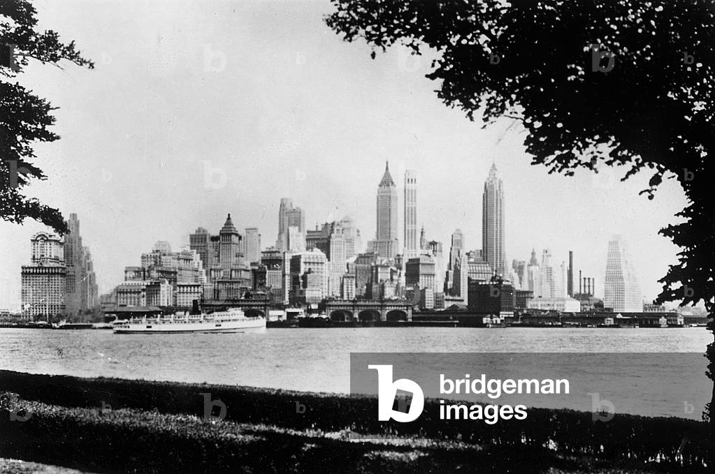 Manhattan skyline as seen from Governor's island in New York, 1941