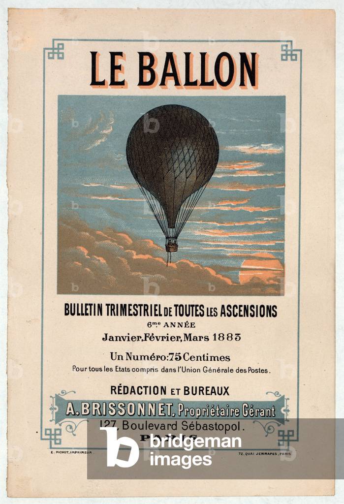 Bulletin of all ascents, january february march 1883 France: balloon