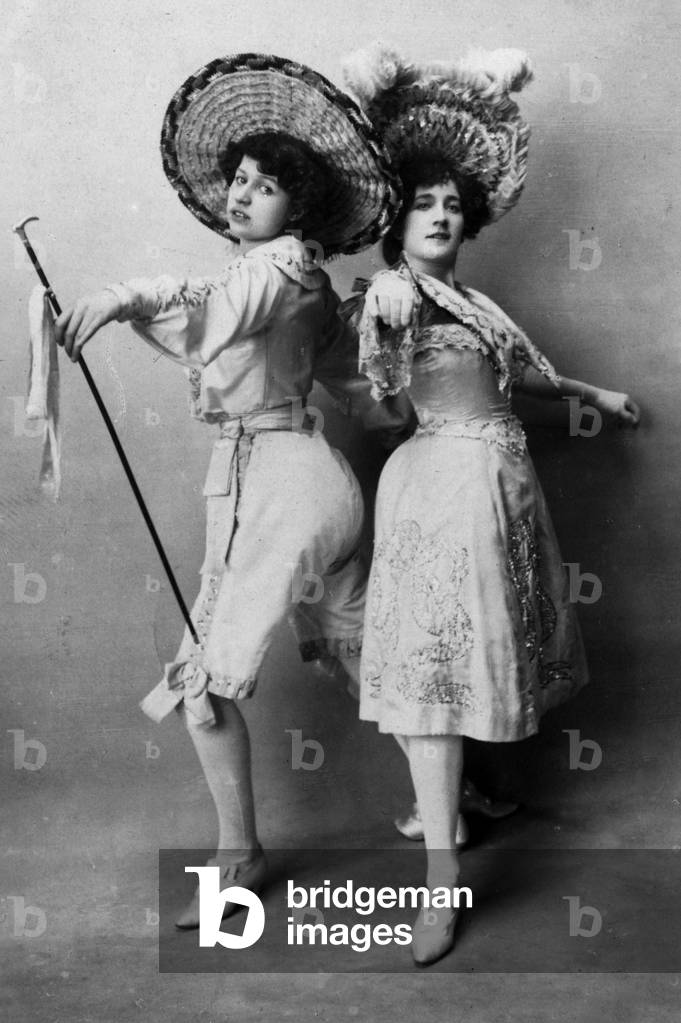 Peres sisters dancers of Cake Walk, Postcard, c. 1903