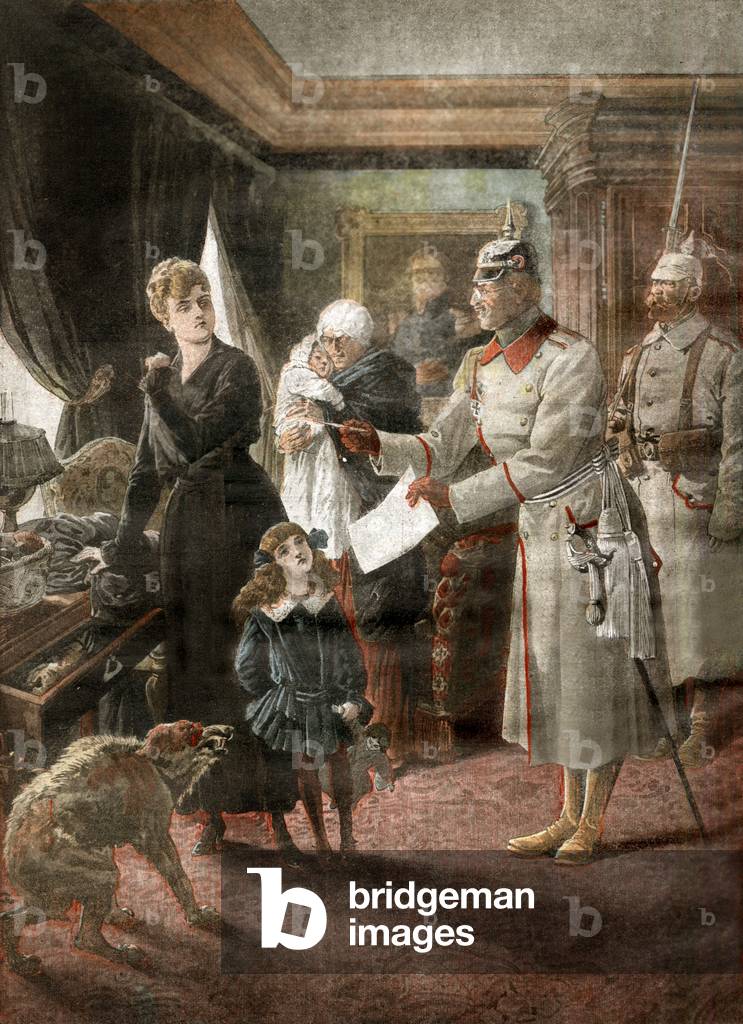 In occupied Lille, the French citizens refuse to sign a German peace petition, illustration from french newspaper 