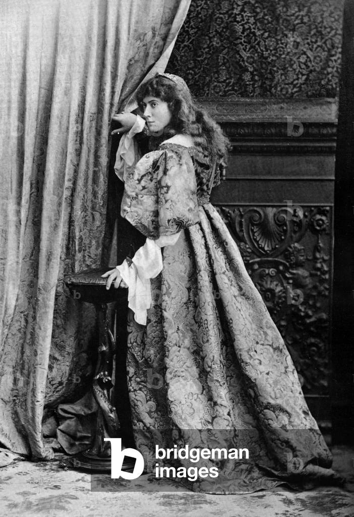 French comedian Jane Hading (1859-1940) as Catarina in play The Taming of the Shrew by WilliamShakespeare, photo from french paper 