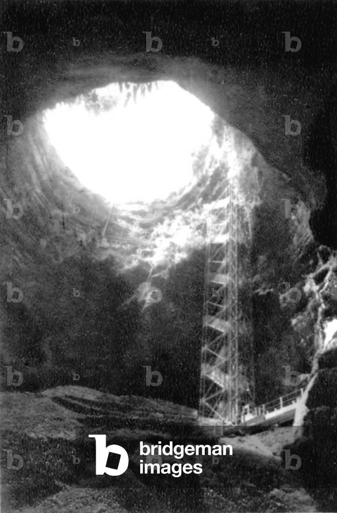 The caves of Padirac, France, early 20th century (b/w photo)