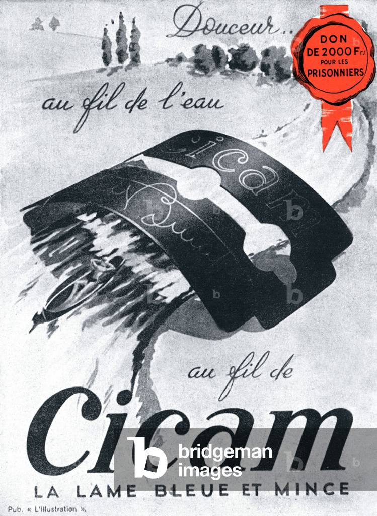 Advertising for razor blades, 1942 (print)