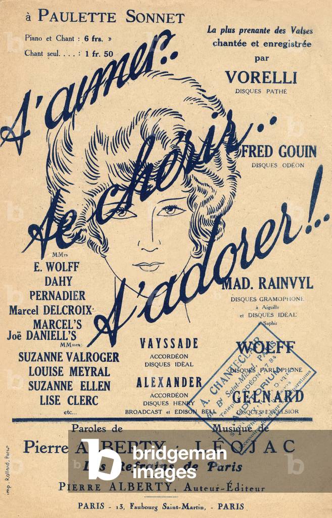 Cover of score of song 