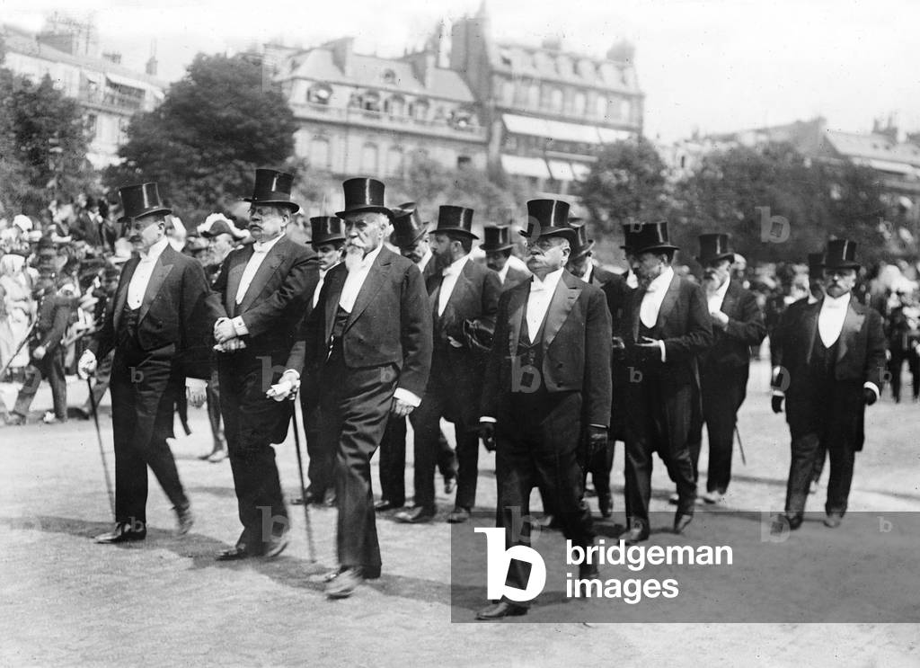 State funeral on May 26, 1911 for Maurice Berteaux (1852-1911), French Minister of War. french ministers Joseph Caillaux, Jean Cruppi, Antoine Perrier, Theophile Delcasse