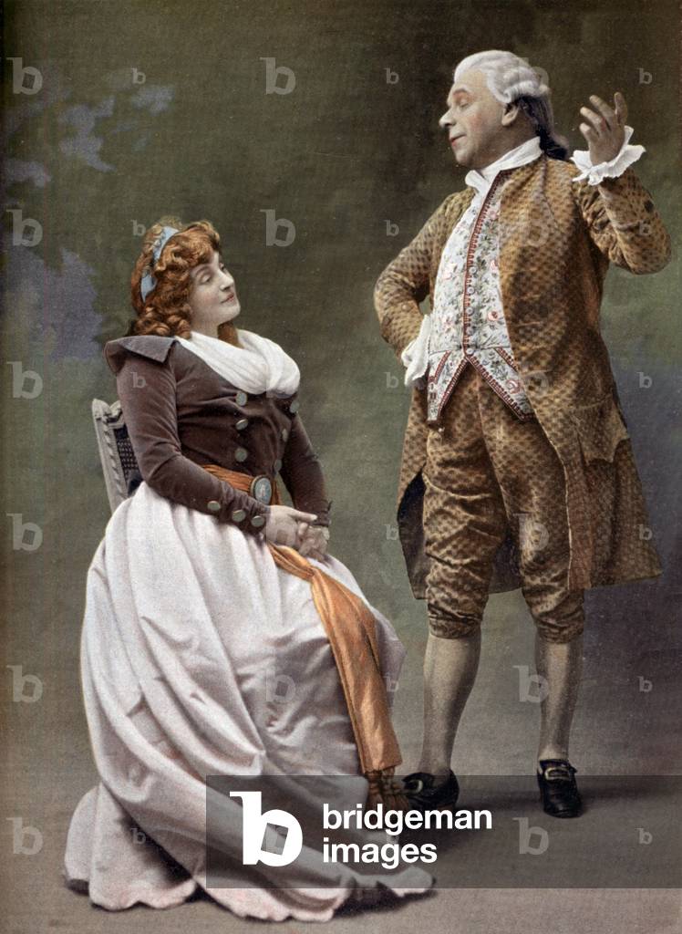 Rejane  as La Montansier and Jean Constant Coquelin the Eldest as Saint Phar in play 