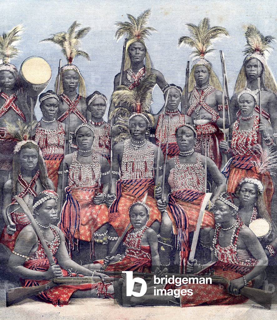 warriors and subjects of king Behanzin of Dahomey (today Benin) exhibited in public garden in Paris , lastpage of french newspaper Petit Journal february 28, 1891