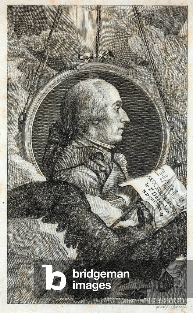 Jacques Charles,French physicist, chemist, and inventor, 1783  (engraving)