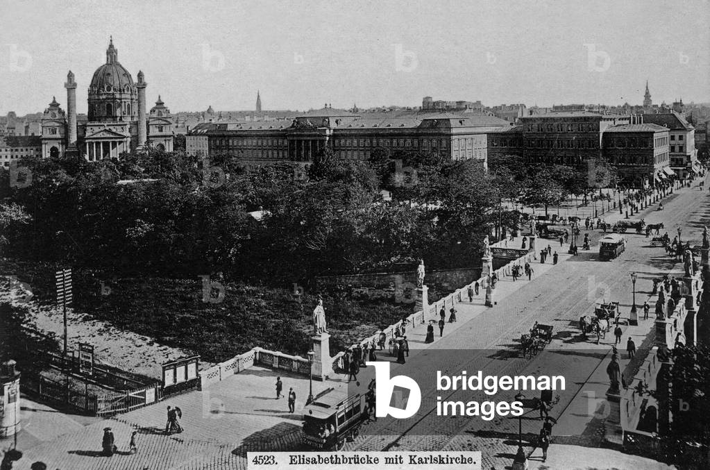 Vienna, Austria: Elisabethbrucke and on l: Karlskirche c. 1899
