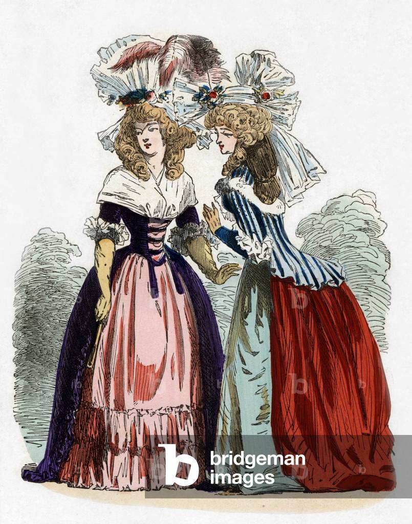 Costumes de femmes demi neglige en 1787 engraving drawn from the book “Paris a travers les siecles” TomEvi, 1878