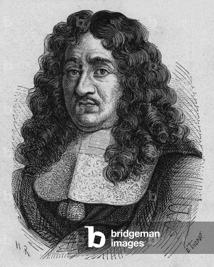 Pierre Paul Riquet (1609?-1680) French businessman he was a pioneer about workers rights he designed and financed the Southern Canal, engraving