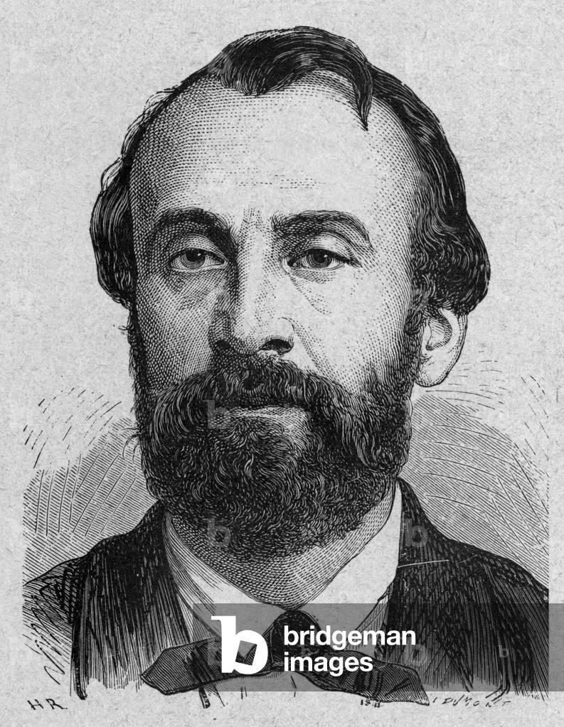 Henri Giffard (1825-1882) french inventor of steam aerostat, engraving