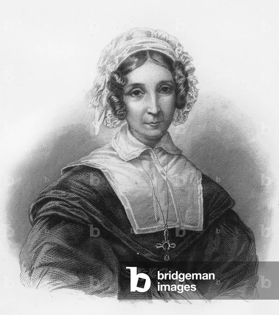 Mrs de Chateaubriand born Celeste Brisson (?-1847), wife of Francois Rene, she founded an infirmary in Paris, engraving