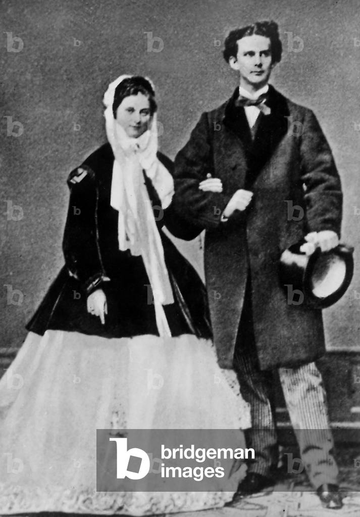 King Louis II of Bavaria (1845-1886) with his fiancee (and cousin) Sophie of Bavaria (sister ofSissi), 1867 (they won't marry)