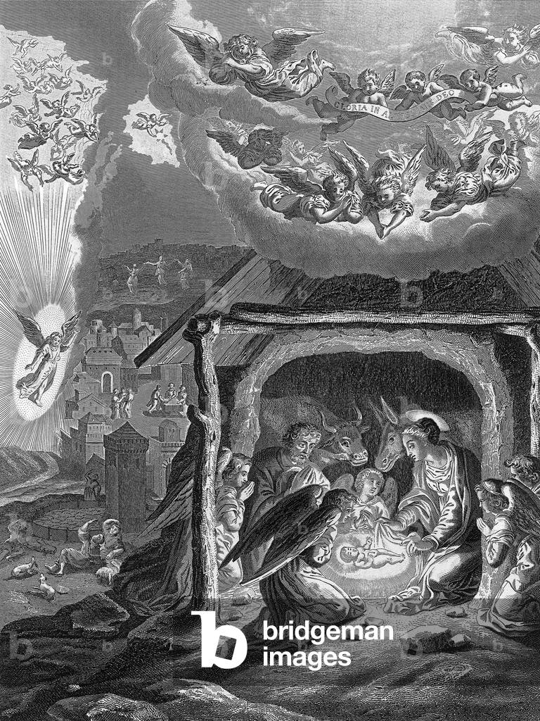 Birth of Jesus Christ, 19th century (engraving)