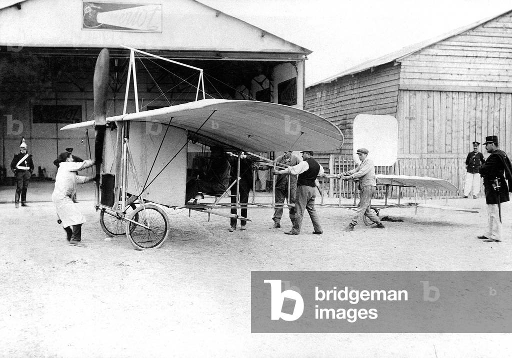 Louis Bleriot's monoplane in may 1909, (b/w photo)