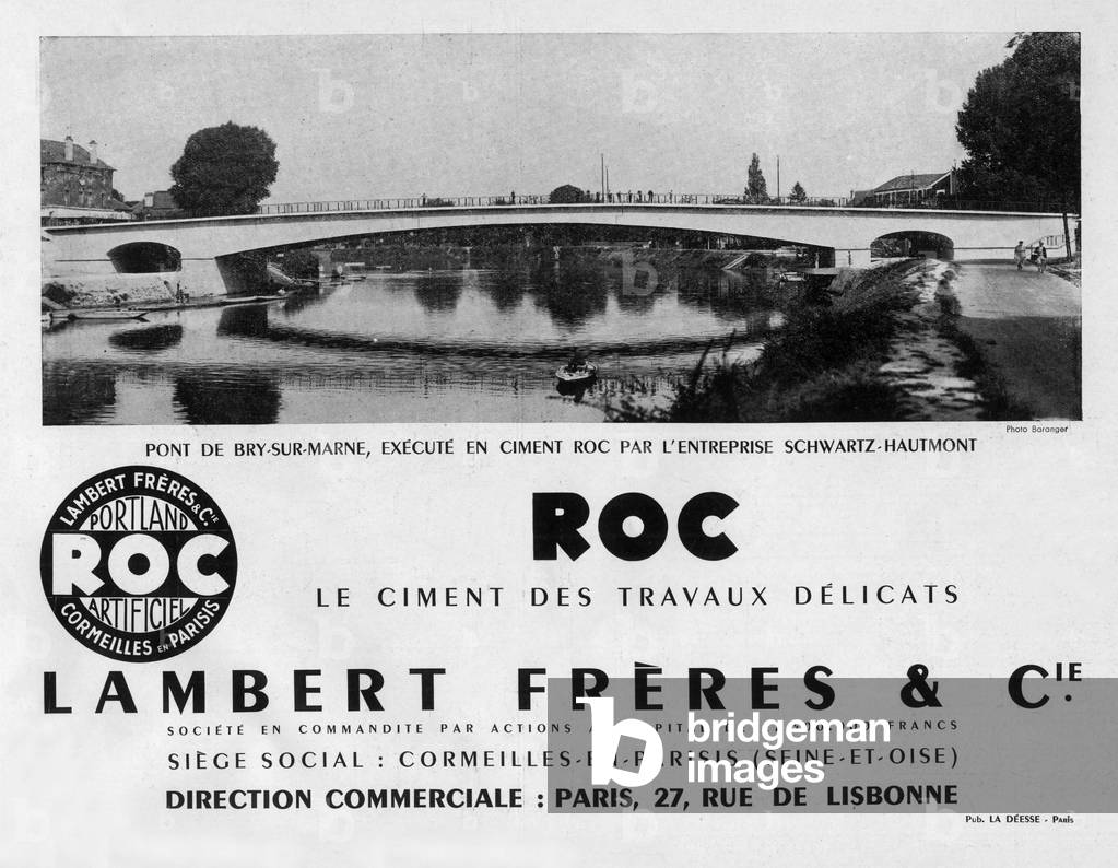 French advertisement for Roc Lambert Freres concrete, 1939 (print)