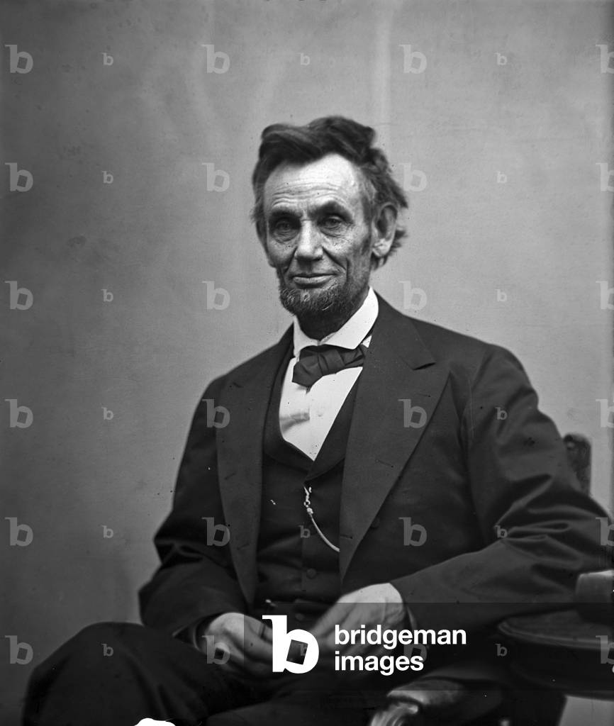 Abraham Lincoln  16th President of the United States, february 5, 1865. photograph by Alexander Gardner, colorized document